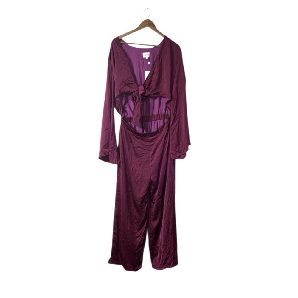 SNDYS X REVOLVE Pluto Jumpsuit Magenta Pink Wide Leg Cutout Size XL NEW - Picture 5 of 7